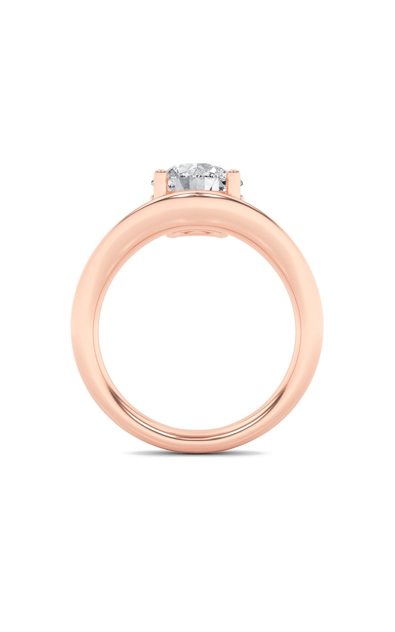 2Cttw Round Shaped Lab Grown Diamond (F/VS) Accented Solitaire Fancy Engagement Ring in 14K Gold