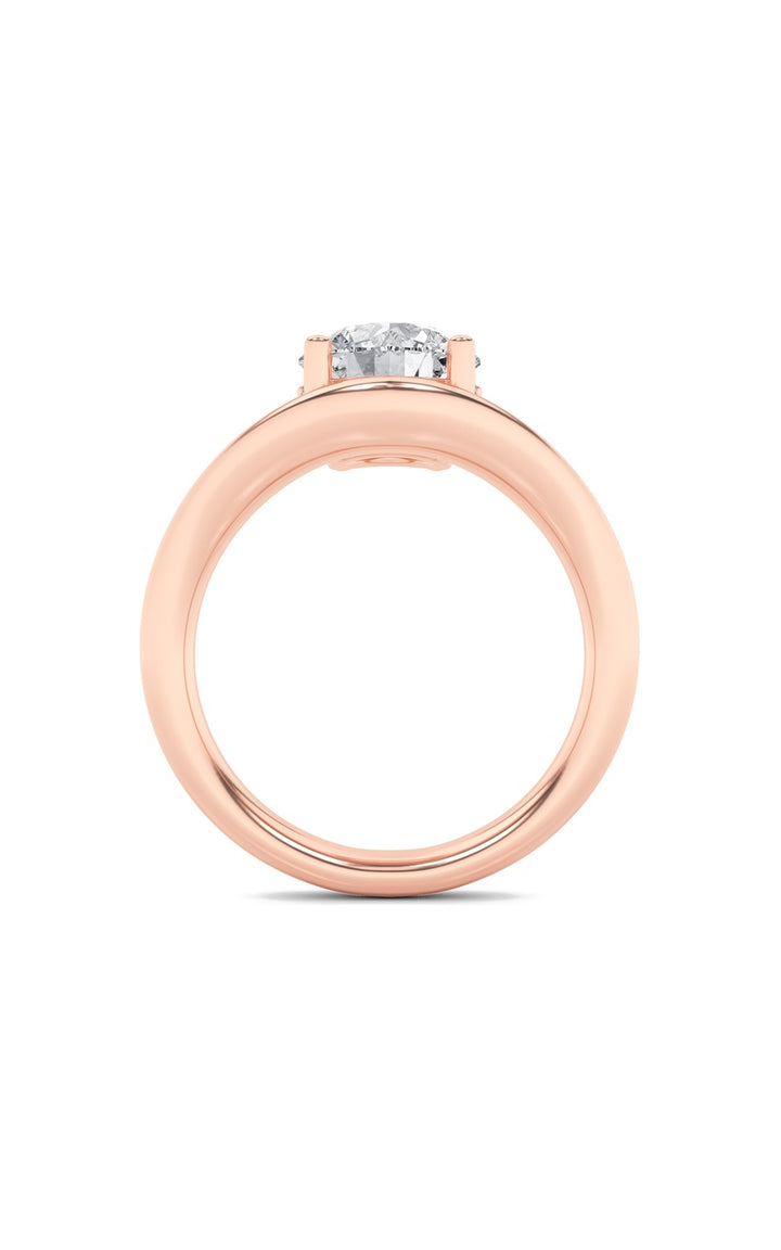 2Cttw Round Shaped Lab Grown Diamond (F/VS) Accented Solitaire Fancy Engagement Ring in 14K Gold