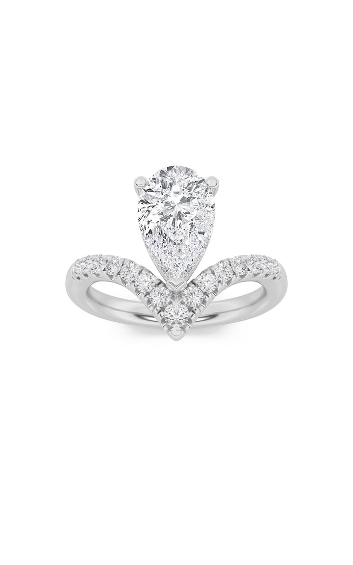 2Cttw Pear Shaped Lab Grown Diamond (F/VS) Accented Solitaire Fancy Engagement Ring in 14K Gold