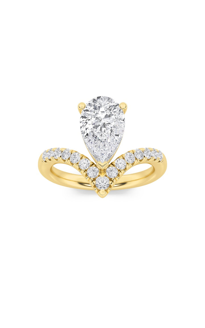 2Cttw Pear Shaped Lab Grown Diamond (F/VS) Accented Solitaire Fancy Engagement Ring in 14K Gold