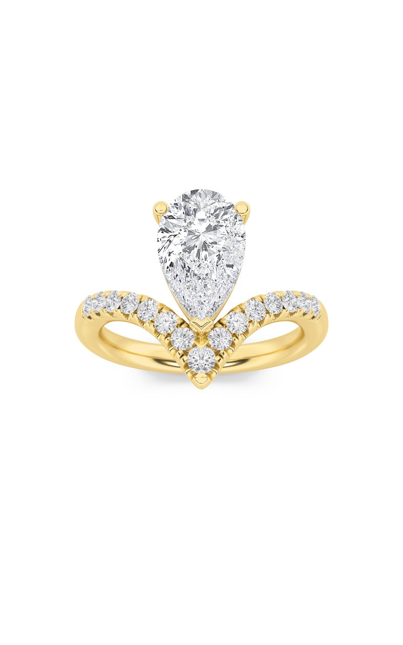 2Cttw Pear Shaped Lab Grown Diamond (F/VS) Accented Solitaire Fancy Engagement Ring in 14K Gold