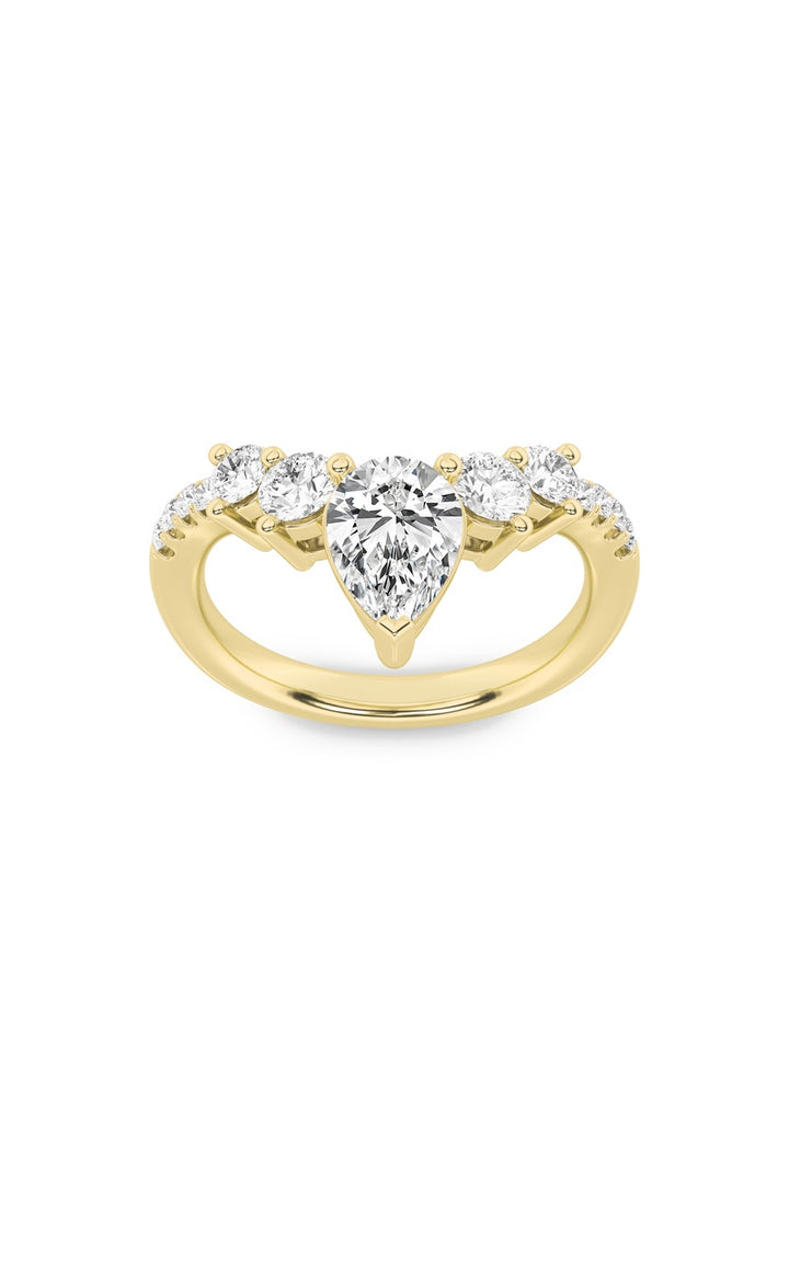1.5Cttw Pear Shaped Lab Grown Diamond (F/VS) Fancy Contour Ring in 14K Gold