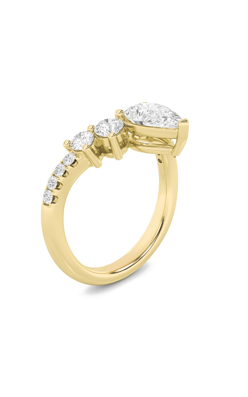 1.5Cttw Pear Shaped Lab Grown Diamond (F/VS) Fancy Contour Ring in 14K Gold