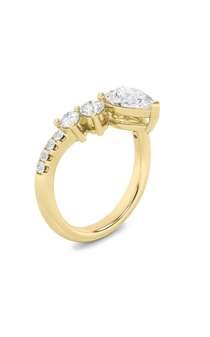 1.5Cttw Pear Shaped Lab Grown Diamond (F/VS) Fancy Contour Ring in 14K Gold