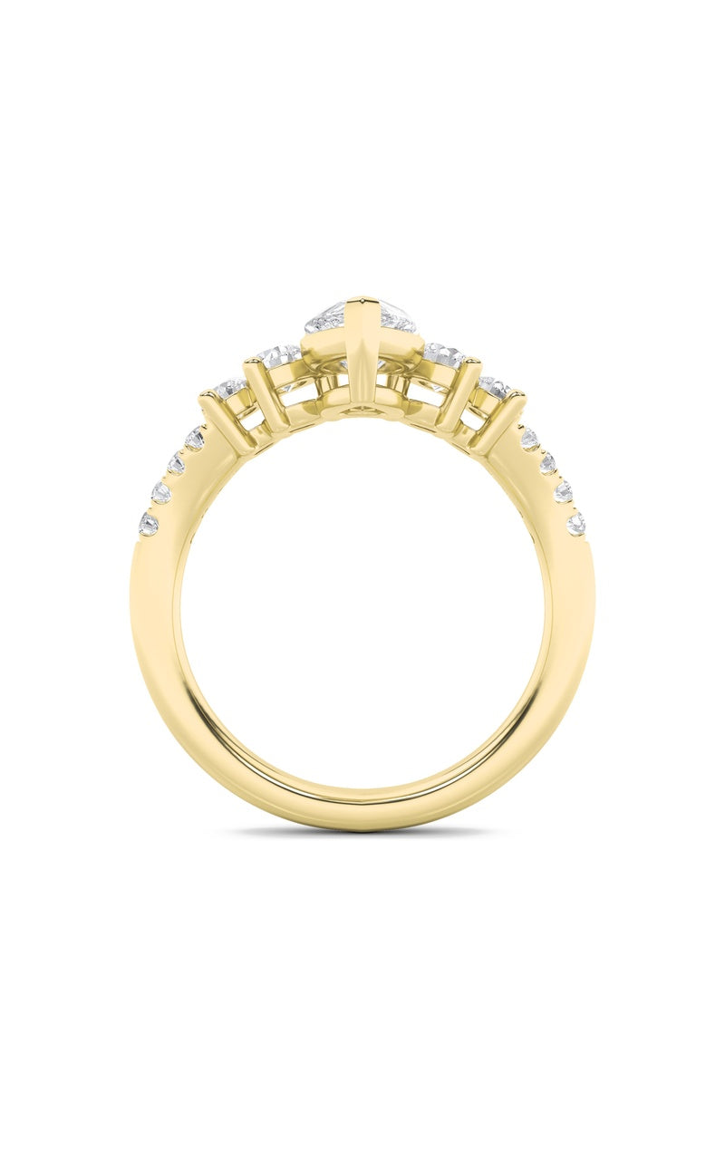 1.5Cttw Pear Shaped Lab Grown Diamond (F/VS) Fancy Contour Ring in 14K Gold