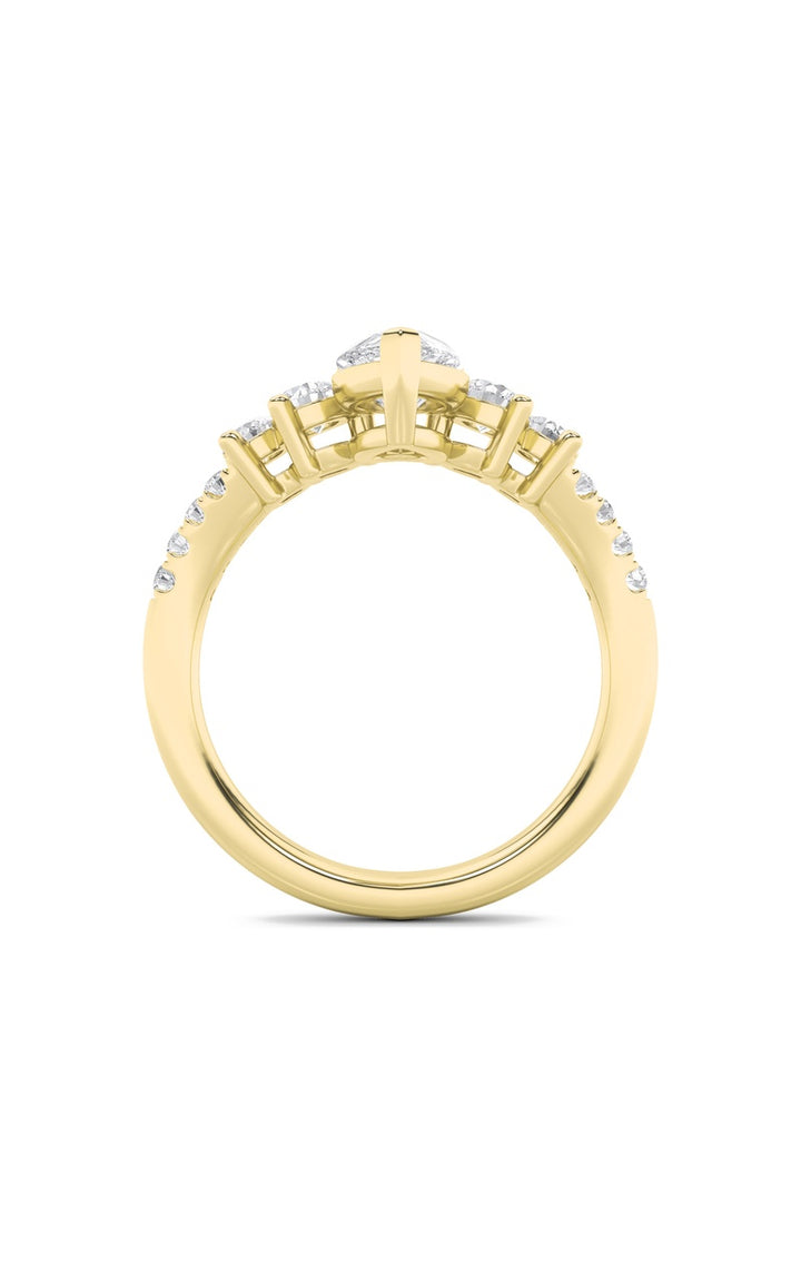 1.5Cttw Pear Shaped Lab Grown Diamond (F/VS) Fancy Contour Ring in 14K Gold