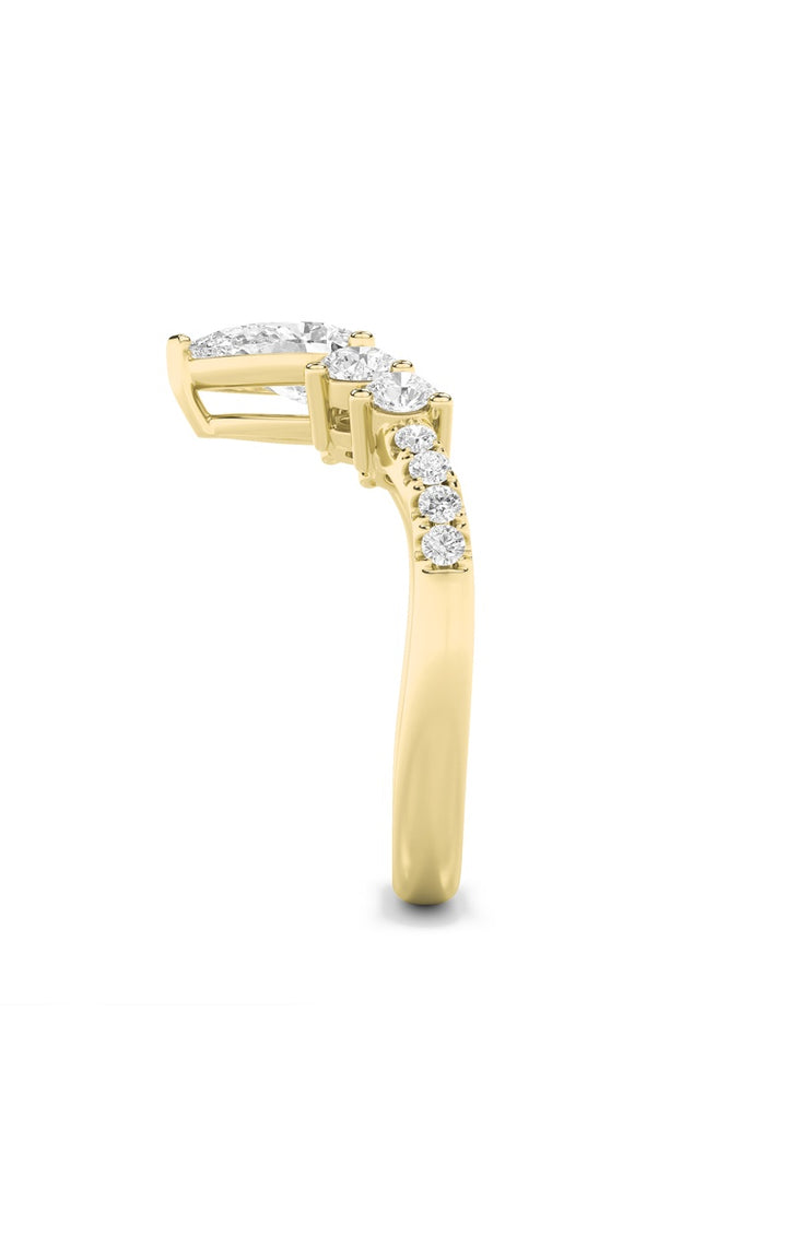 1.5Cttw Pear Shaped Lab Grown Diamond (F/VS) Fancy Contour Ring in 14K Gold