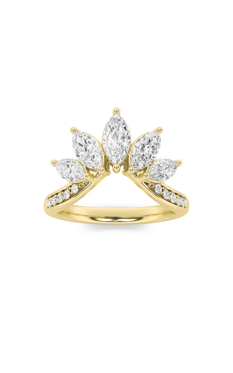 1.5Cttw Marquise Shaped Lab Grown Diamond (F/VVS) Fancy Contour Ring in 14K Gold