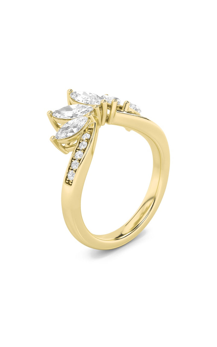 1.5CTW Marquise Shaped Lab Grown Diamond (F/VVS) Fancy Contour Ring in 14K Gold