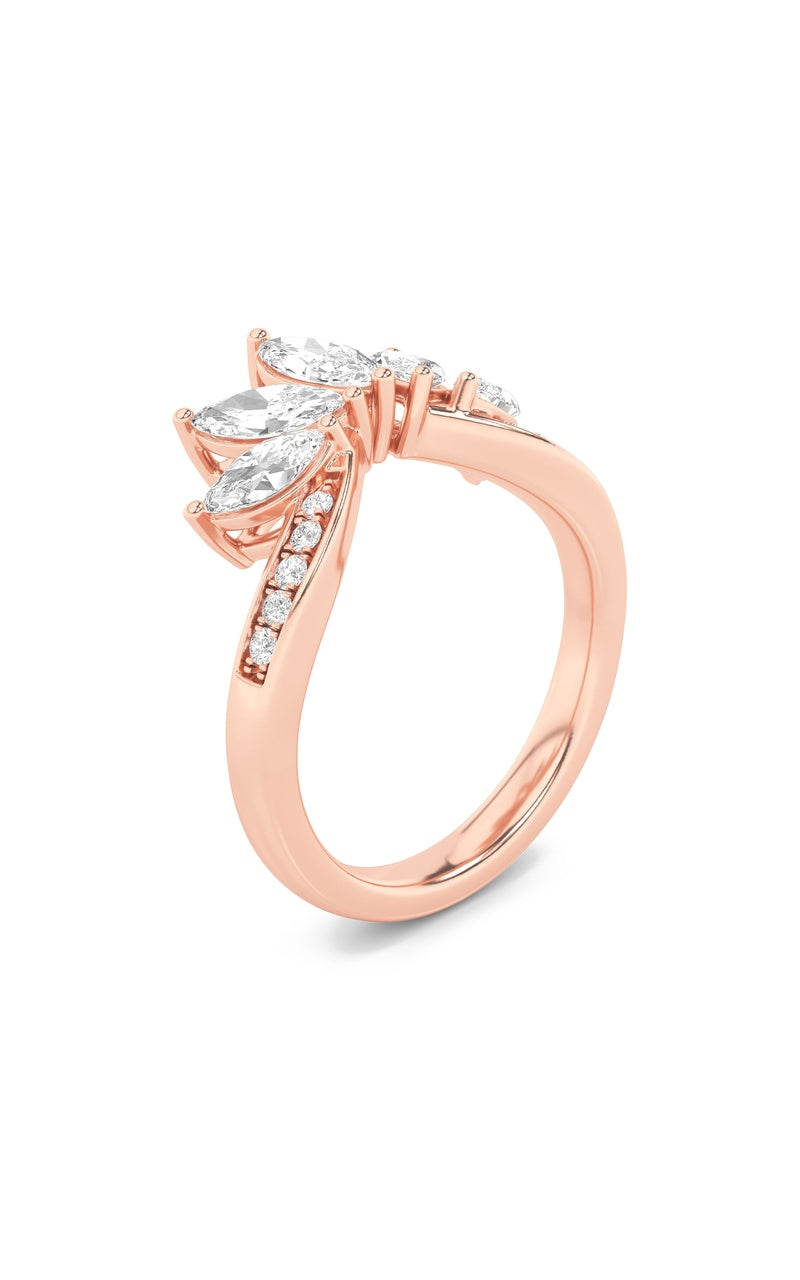 1.5CTW Marquise Shaped Lab Grown Diamond (F/VVS) Fancy Contour Ring in 14K Gold