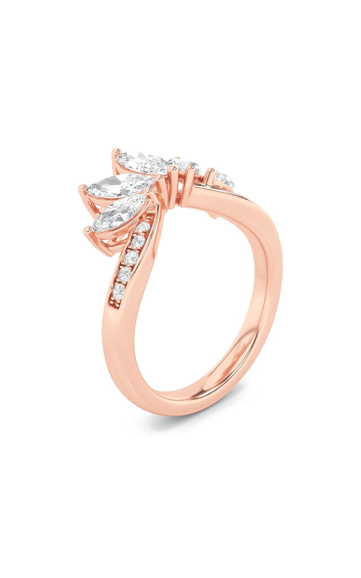 1.5CTW Marquise Shaped Lab Grown Diamond (F/VVS) Fancy Contour Ring in 14K Gold