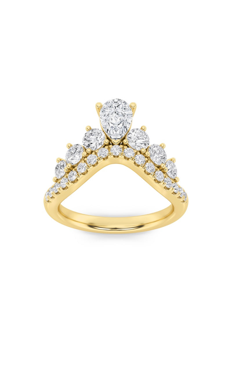1.5Cttw Pear Shaped Lab Grown Diamond (F/VS) Fancy Contour Ring in 14K Gold