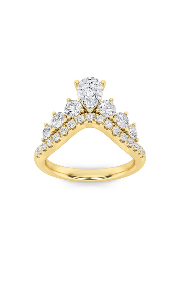 1.5Cttw Pear Shaped Lab Grown Diamond (F/VS) Fancy Contour Ring in 14K Gold