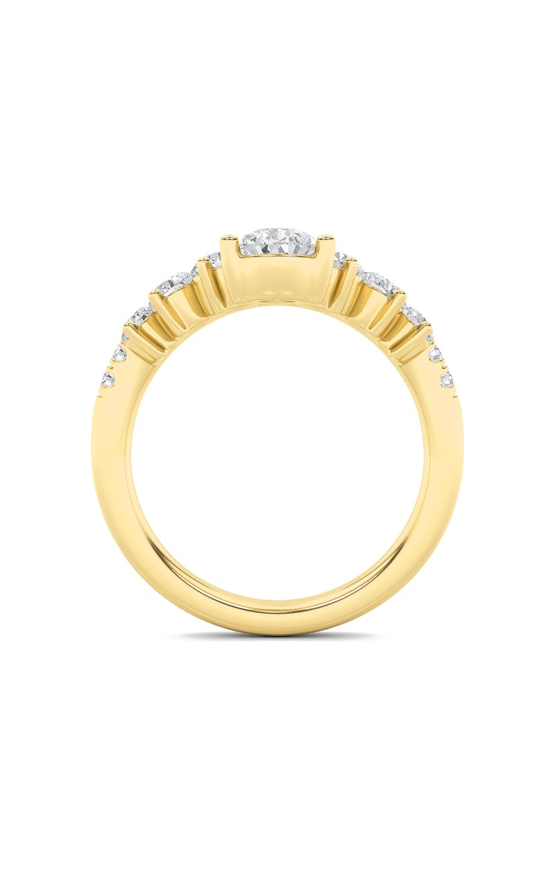 1.5Cttw Pear Shaped Lab Grown Diamond (F/VS) Fancy Contour Ring in 14K Gold