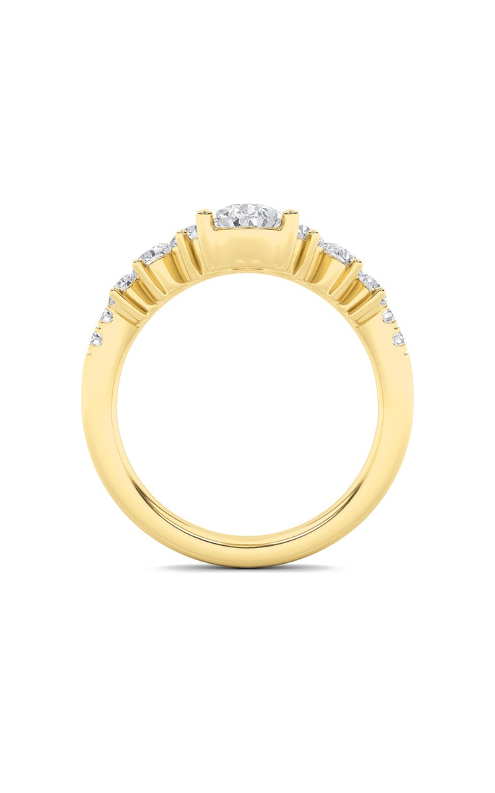 1.5Cttw Pear Shaped Lab Grown Diamond (F/VS) Fancy Contour Ring in 14K Gold