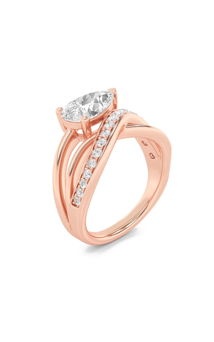 2Cttw Pear Shaped Lab Grown Diamond (F/VS) Fashion AccentedEngagement Ring in 14K Gold