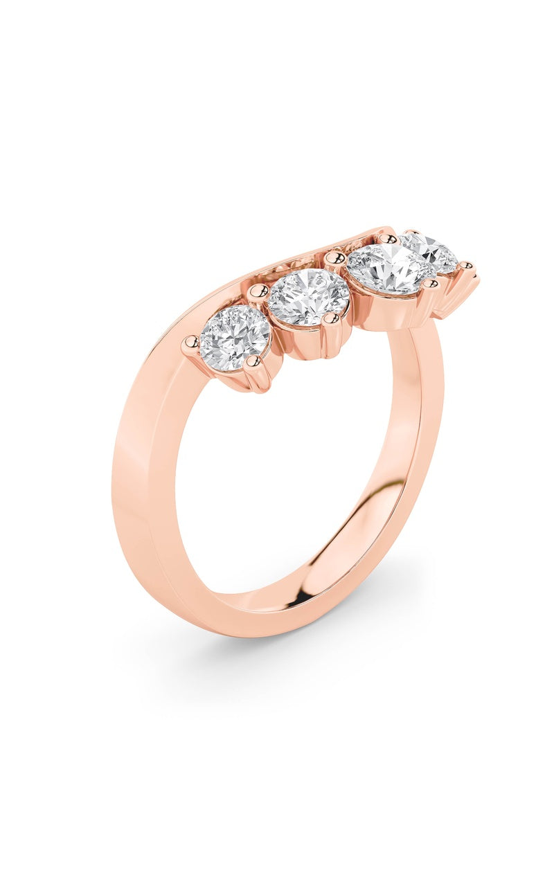 1Cttw Round Shaped Lab Grown Diamond (F/VS) Fancy Contour Ring in 14K Gold