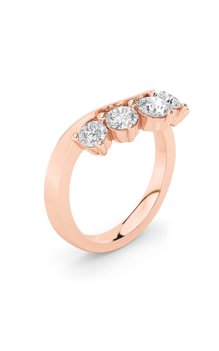 1Cttw Round Shaped Lab Grown Diamond (F/VS) Fancy Contour Ring in 14K Gold