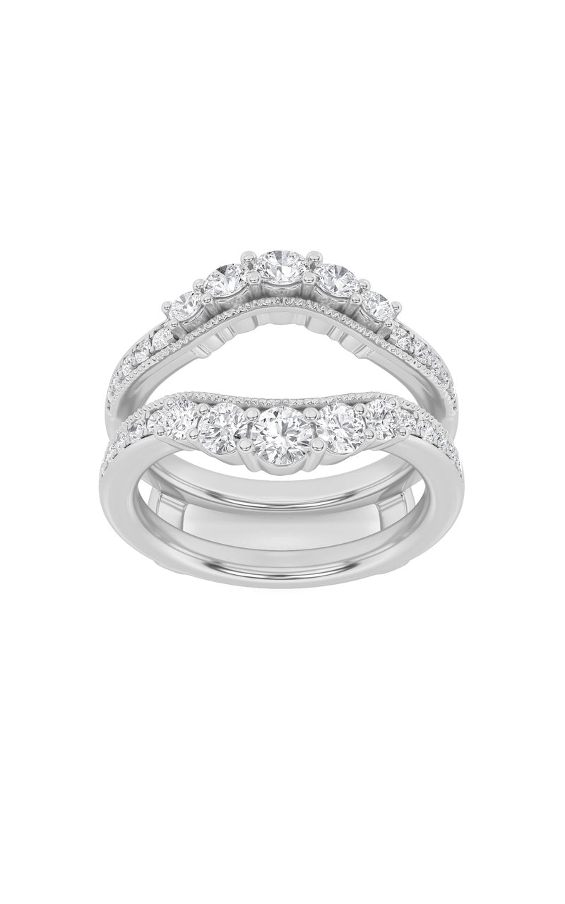 1Cttw Round Shaped Lab Grown Diamond (F/VS) Insert Jacket Ring in 14K Gold