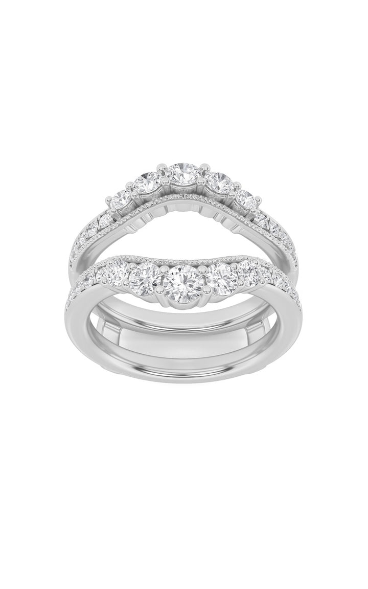 1Cttw Round Shaped Lab Grown Diamond (F/VS) Insert Jacket Ring in 14K Gold