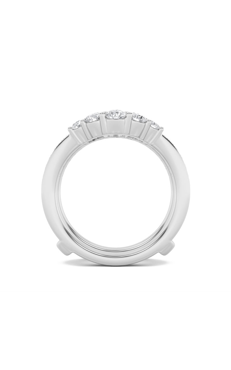 1Cttw Round Shaped Lab Grown Diamond (F/VS) Insert Jacket Ring in 14K Gold