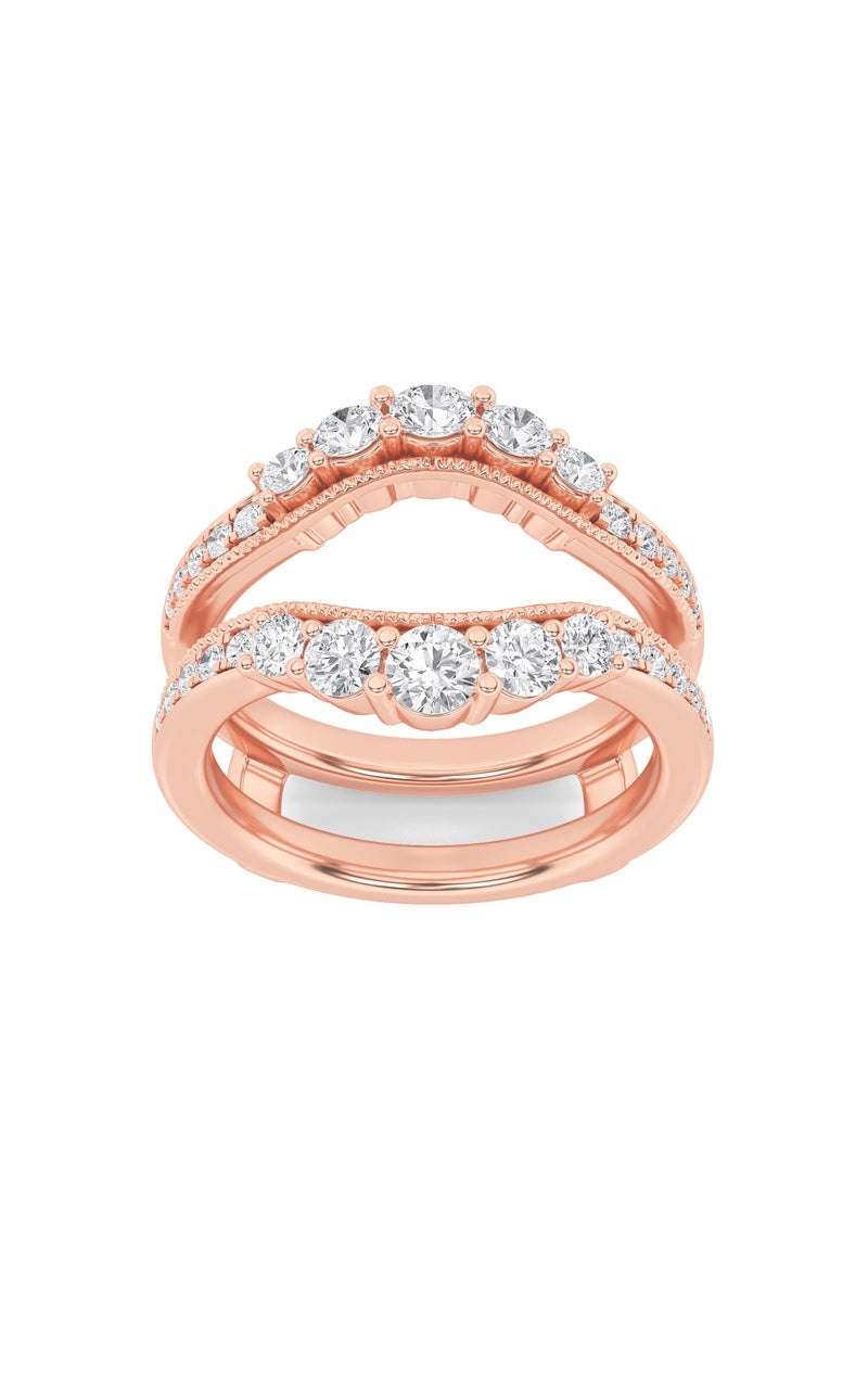 1Cttw Round Shaped Lab Grown Diamond (F/VS) Insert Jacket Ring in 14K Gold