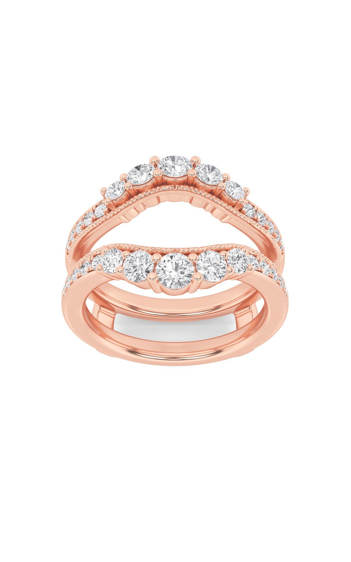 1Cttw Round Shaped Lab Grown Diamond (F/VS) Insert Jacket Ring in 14K Gold