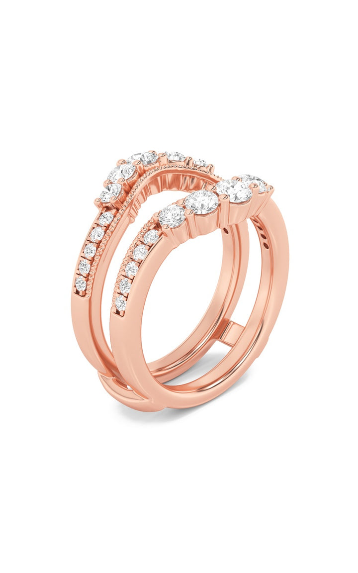 1Cttw Round Shaped Lab Grown Diamond (F/VS) Insert Jacket Ring in 14K Gold