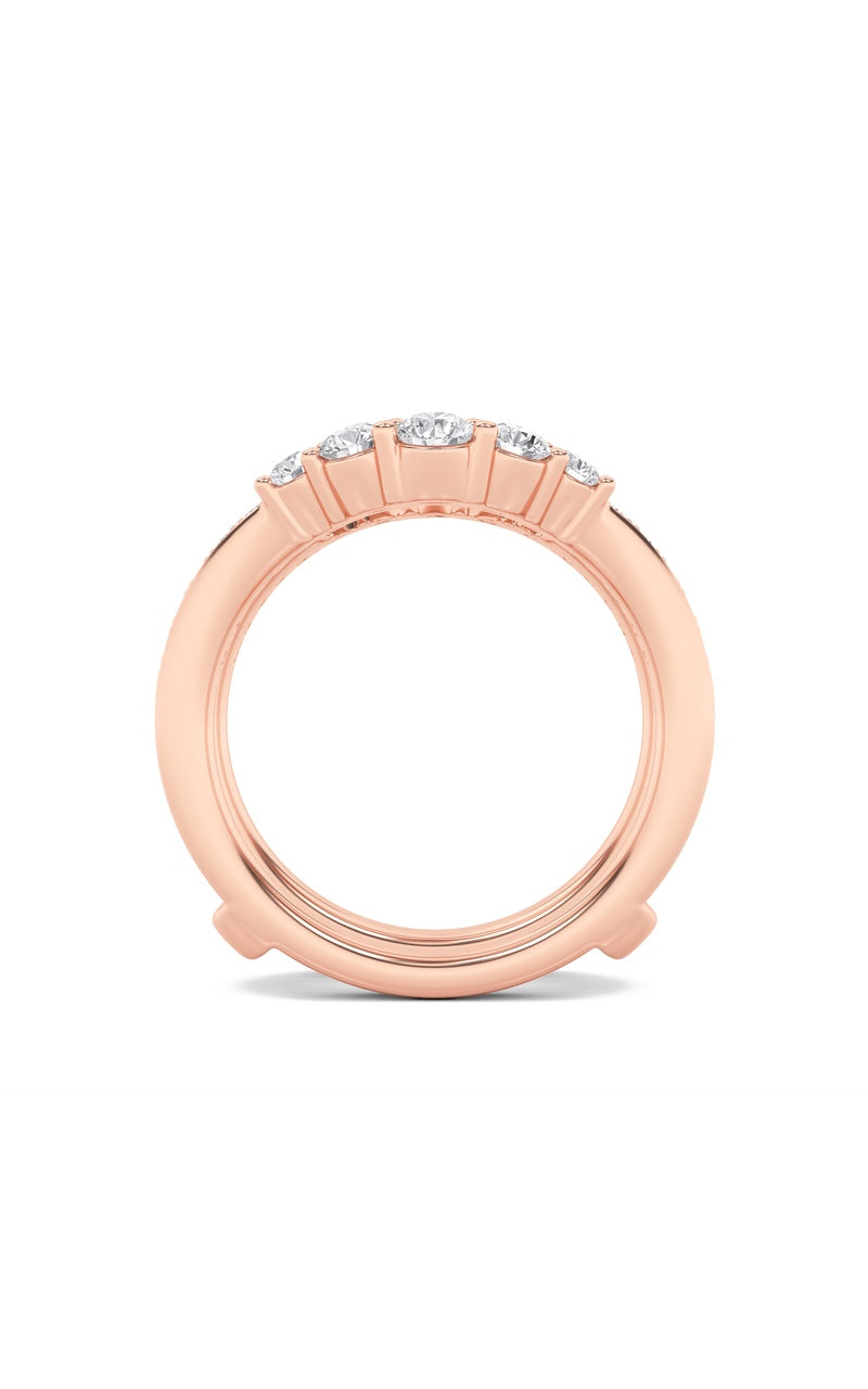 1Cttw Round Shaped Lab Grown Diamond (F/VS) Insert Jacket Ring in 14K Gold