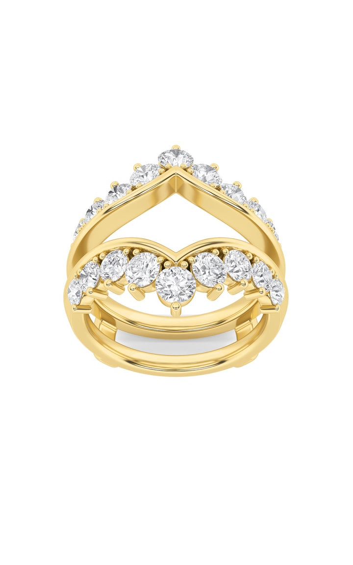 2Cttw Round Shaped Lab Grown Diamond (F/VS) Insert Jacket Ring in 14K Gold