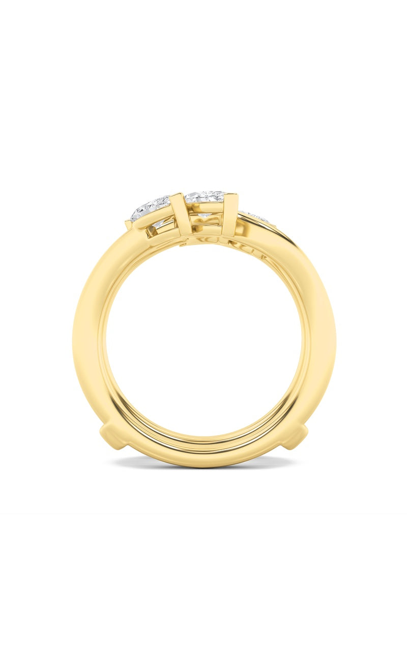 1Cttw Marquise Shaped Lab Grown Diamond (F/VS) Insert Jacket Ring in 14K Gold