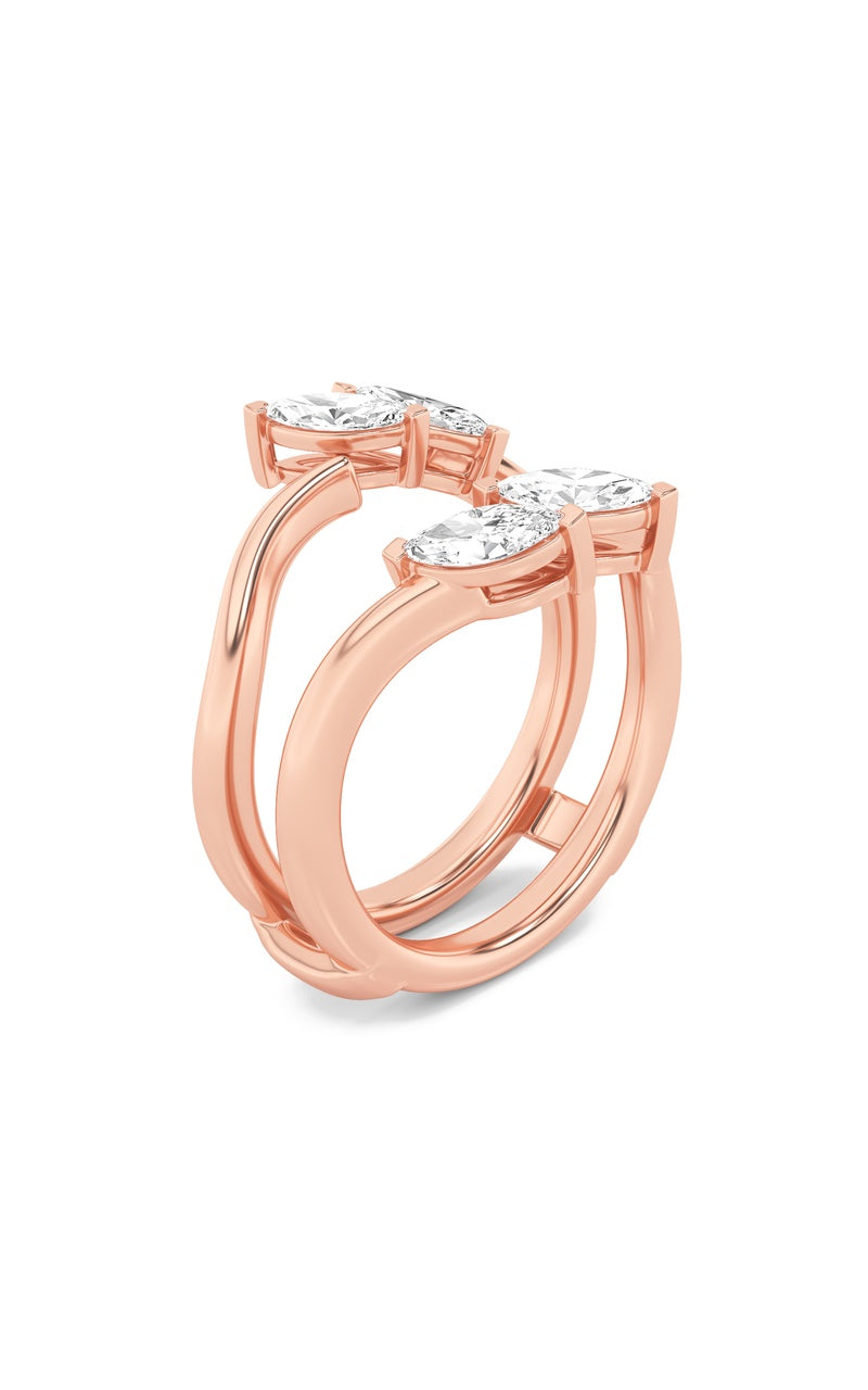 1Cttw Marquise Shaped Lab Grown Diamond (F/VS) Insert Jacket Ring in 14K Gold