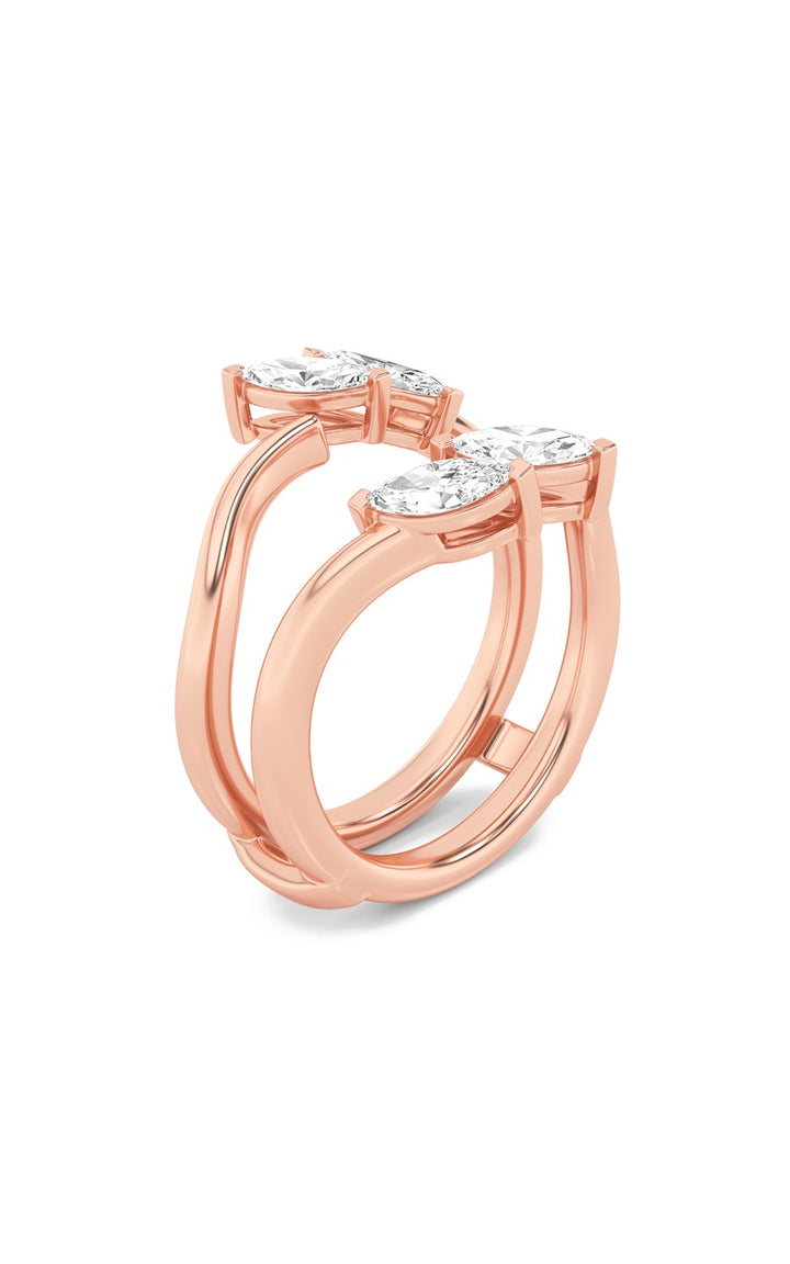 1Cttw Marquise Shaped Lab Grown Diamond (F/VS) Insert Jacket Ring in 14K Gold