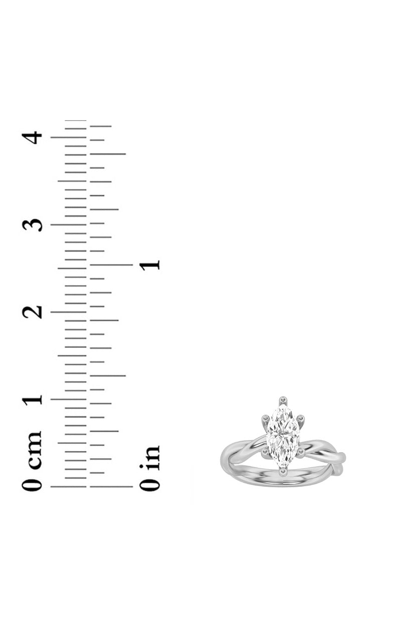 1.5Cttw Marquise Shaped Lab Grown Diamond (F/VS) Twisted Shank Solitaire Engagement Ring in 14K Gold