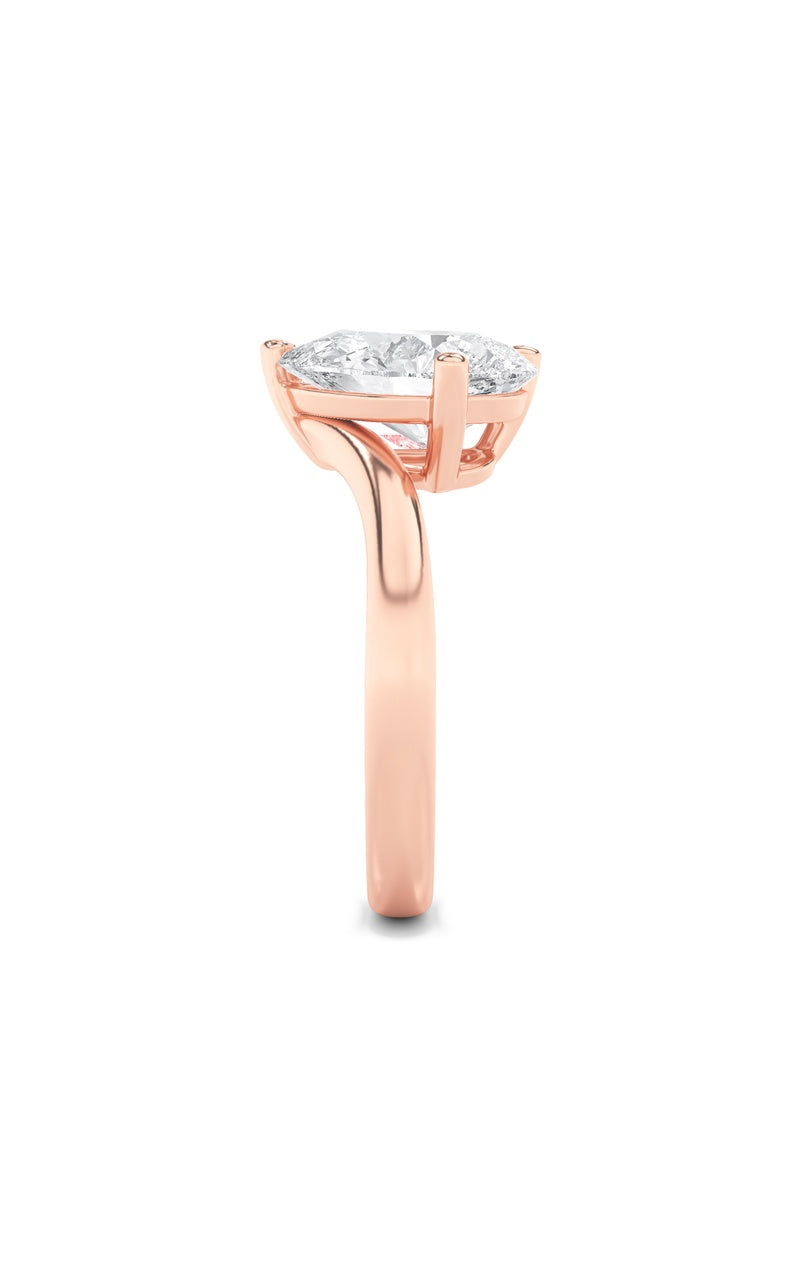 3CTW Pear Shaped Lab Grown Diamond (F/VS) Toi et Moi Engagement Ring in 14K Gold