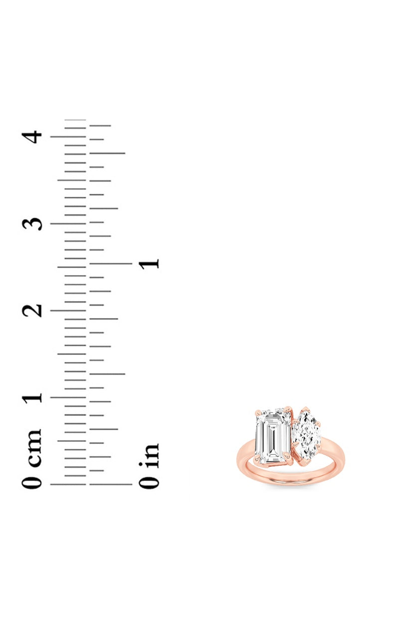 3Cttw Emerald Shaped Lab Grown Diamond (F/VS) Toiet Moi Engagement Ring in 14K Gold