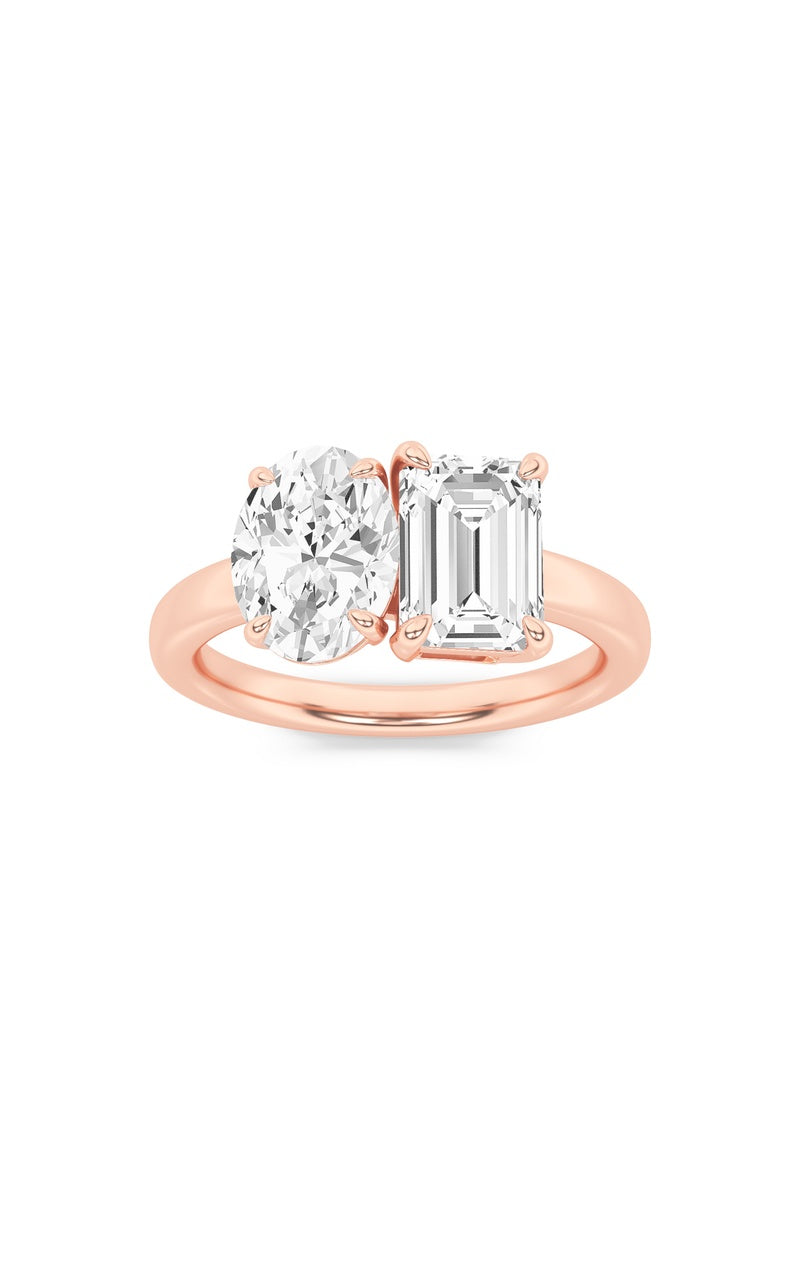 3Cttw Emerald Shaped Lab Grown Diamond (F/VS) Toiet Moi Engagement Ring in 14K Gold