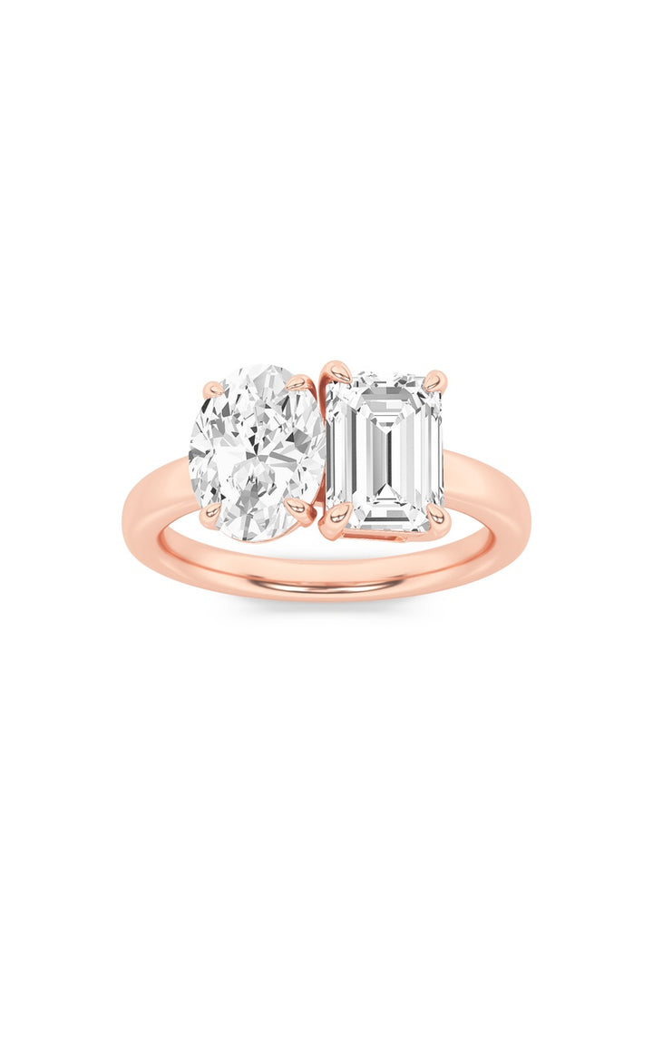 3Cttw Emerald Shaped Lab Grown Diamond (F/VS) Toiet Moi Engagement Ring in 14K Gold