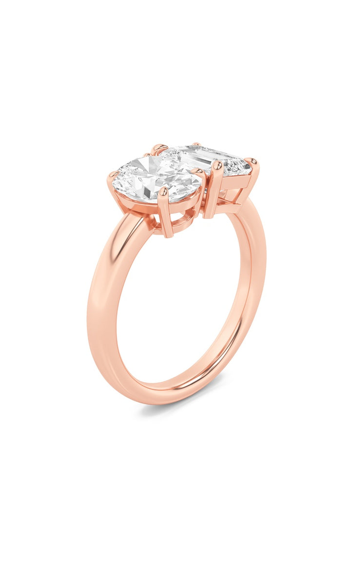 3Cttw Emerald Shaped Lab Grown Diamond (F/VS) Toiet Moi Engagement Ring in 14K Gold