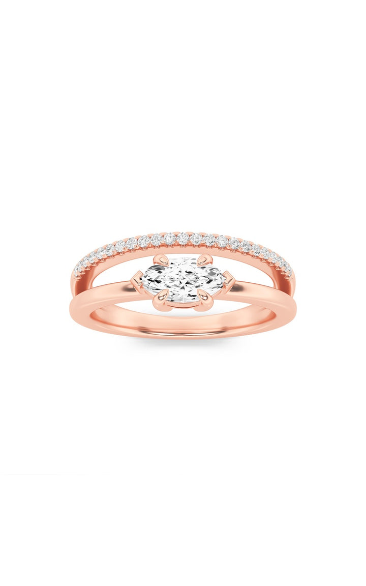 0.5Cttw Marquise Shaped Lab Grown Diamond (G/VS) Fashion Ring in 10K Gold