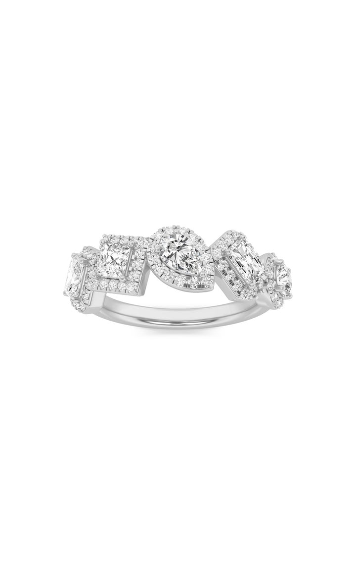 1.5Cttw Mix Shaped Lab Grown Diamond (F/VS) Five Stone Ring in 14K Gold
