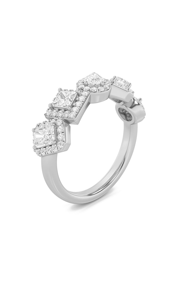 1.5Cttw Mix Shaped Lab Grown Diamond (F/VS) Five Stone Ring in 14K Gold