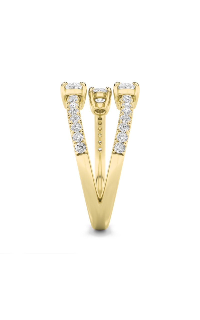 1Cttw Oval Shaped Lab Grown Diamond (F/VS) Three Stone Fashion Ring in 14K Gold