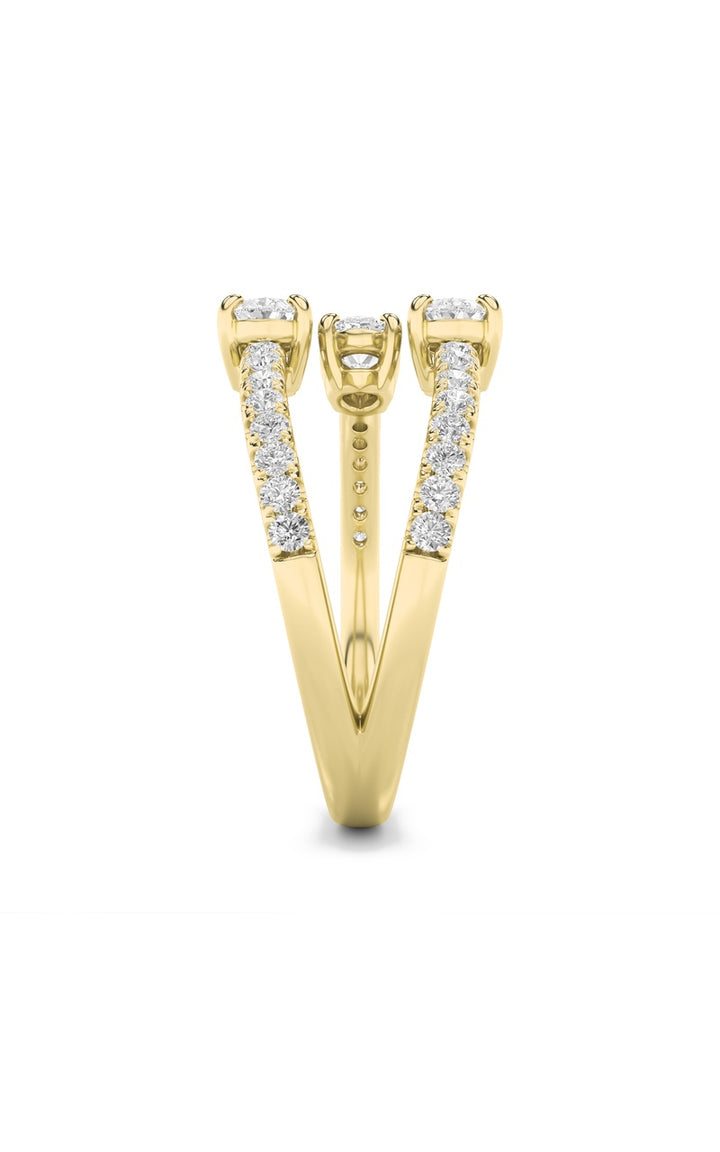 1Cttw Oval Shaped Lab Grown Diamond (F/VS) Three Stone Fashion Ring in 14K Gold