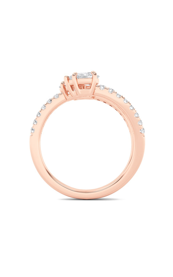 1Cttw Oval Shaped Lab Grown Diamond (F/VS) Three Stone Fashion Ring in 14K Gold