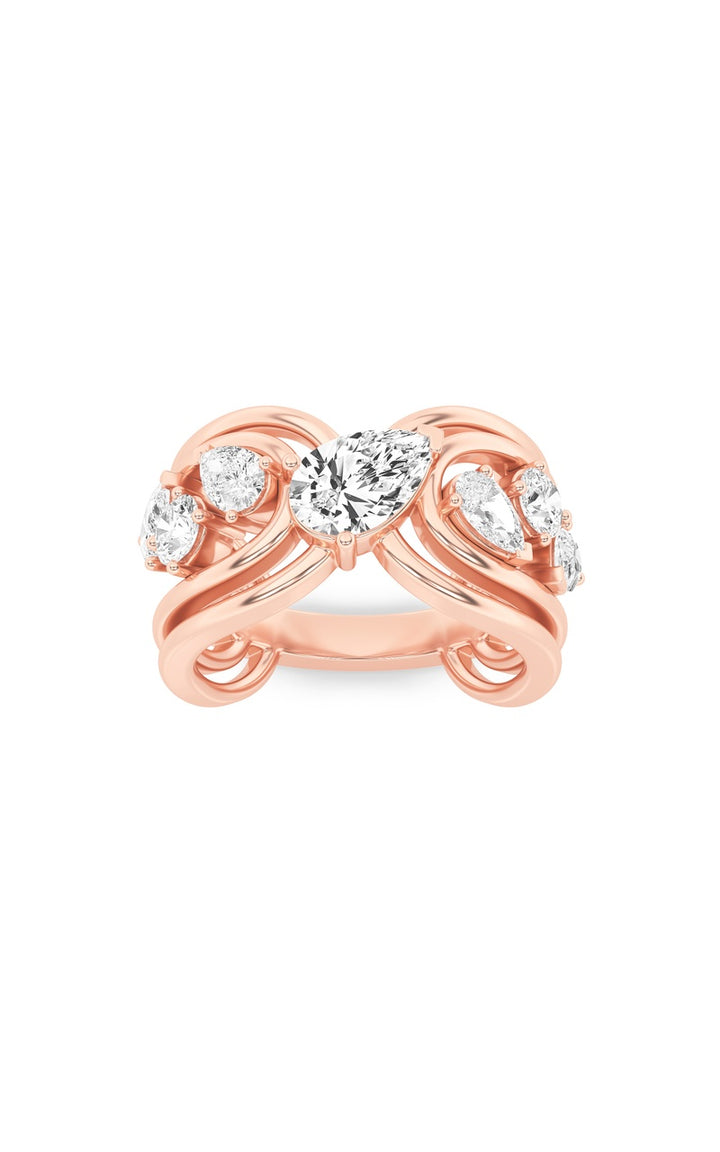 2Cttw Pear Shaped Lab Grown Diamond (F/VS) Seven Stone Fashion Ring in 14K Gold