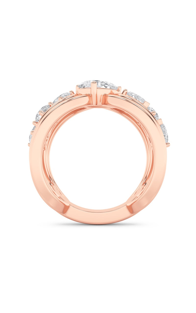 2Cttw Pear Shaped Lab Grown Diamond (F/VS) Seven Stone Fashion Ring in 14K Gold