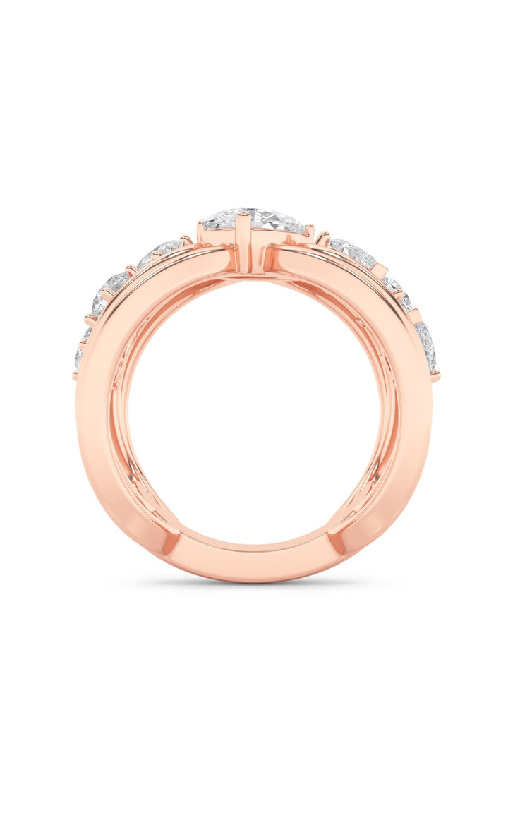 2Cttw Pear Shaped Lab Grown Diamond (F/VS) Seven Stone Fashion Ring in 14K Gold