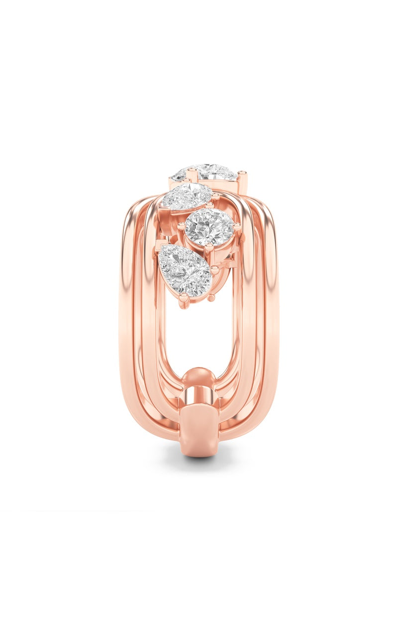 2Cttw Pear Shaped Lab Grown Diamond (F/VS) Seven Stone Fashion Ring in 14K Gold