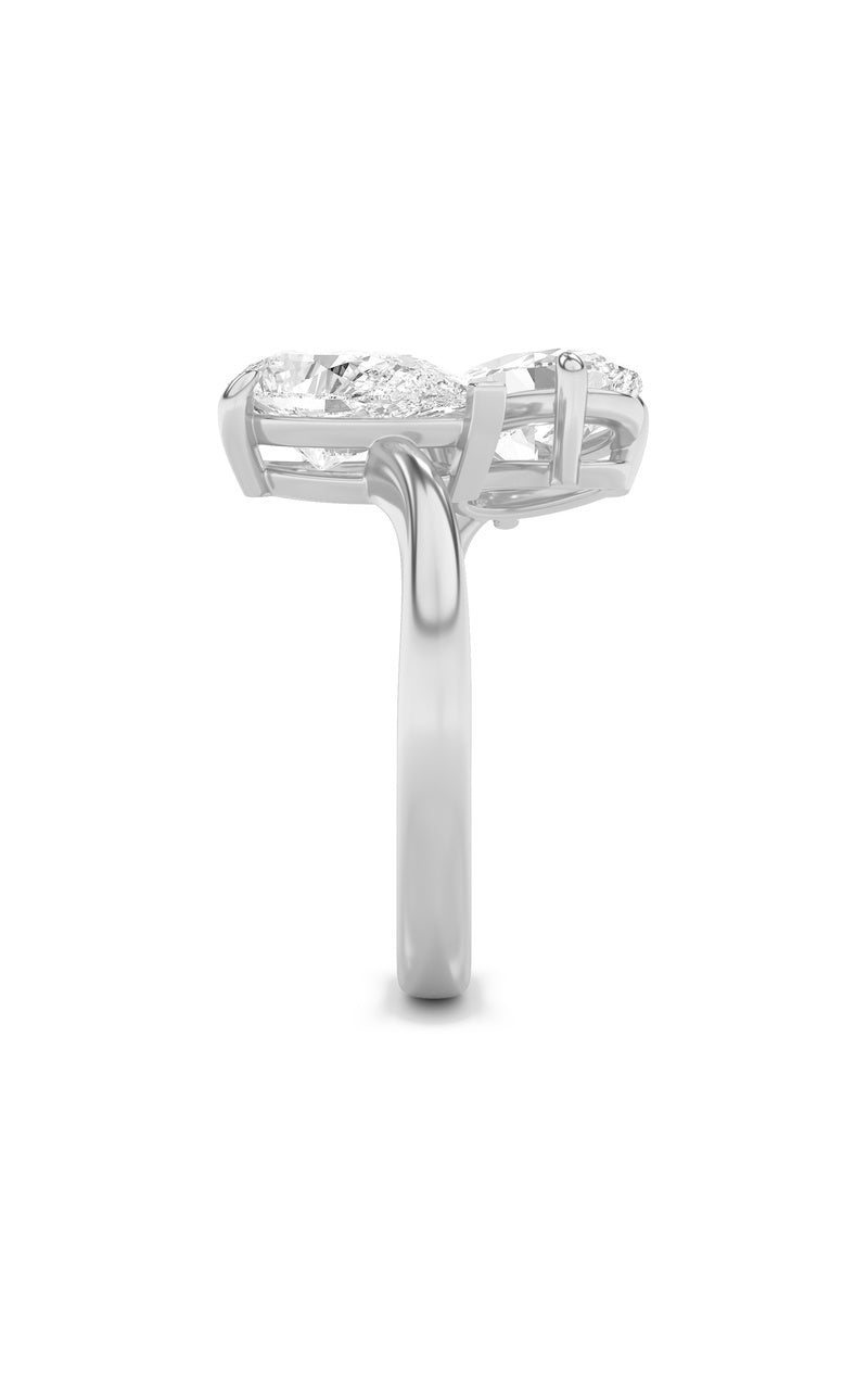 3Cttw Oval Shaped Lab Grown Diamond (F/VS) Toi et Moi Fashiion Ring in 14K Gold